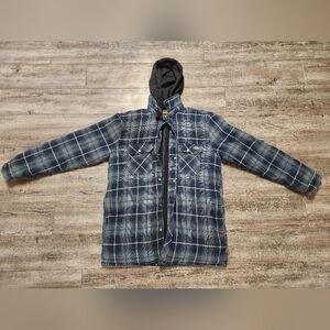 Vintage Dickies Blue Plaid Hooded Flannel Jacket